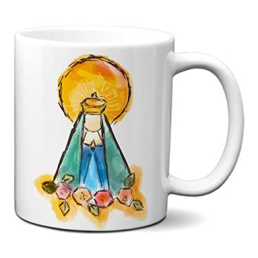 Imagem de Caneca Padroeira Nossa Senhora Aparecida Rogai Por Nós (Branca)