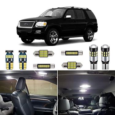 Imagem de AUTOGINE Kit de luzes interiores LED brancas para Ford Explorer 2002 2003 2004 2005 2006 2007 2008 2009 2010 Super Bright 6000K Pacote de lâmpadas de LED interiores + Ferramenta de instalação