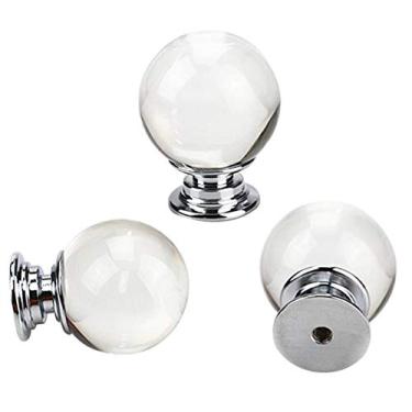 Imagem de Conjunto de 6 puxadores de bola transparentes, puxadores redondos para armários, cômoda de armário, gavetas, móveis de cozinha ou quarto de crianças (cristal)