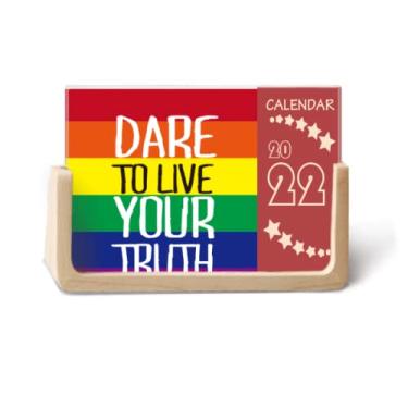 Imagem de Agenda Live Your Truth LGBT com bandeira do arco-íris 2022 para mesa de 12 meses
