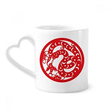 Imagem de Caneca de arte do zodíaco da China com corte de papel caneca de café cerâmica copo de coração de vidro