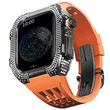 Imagem de TONECY Kit de modificação de relógio, kit de pulseira de relógio de luxo para Apple Watch 8 Ultra 45mm luxo viton pulseira estojo de titânio para Iwatch 7 8 45mm modificação de atualização