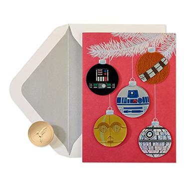 Imagem de Papyrus Cartões de Natal Star Wars embalados com envelopes, Merry Force Be with You, ornamentos sem glitter (8 unidades)