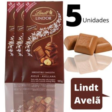 Imagem de 5 Barras De Chocolate Lindt Lindor Singles Milk Avelã 100G