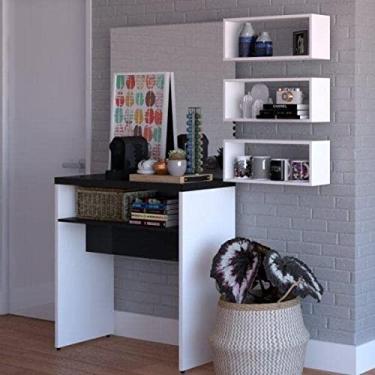 Imagem de Conjunto Balin 1 Aparador e 3 Nichos Bramov Móveis Branco/preto