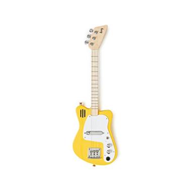 Imagem de Loog Mini guitarra elétrica infantil de 3 cordas para iniciantes, amplificador embutido, app e lições, a partir de 3 anos (amarelo)