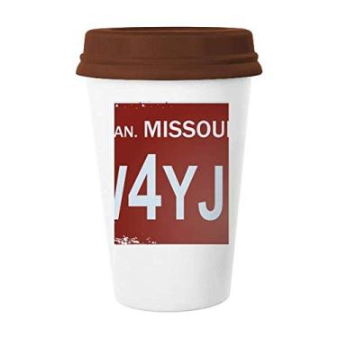 Imagem de Caneca de cerâmica com padrão de número de carro americano EUA Caneca de café copo de cerâmica