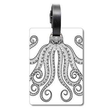 Imagem de Paint Octopus Oito Bolsa de Mala Preta Etiqueta para Bagagem Cartão de Bagagem Scutcheon Etiqueta