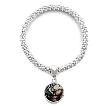 Imagem de DIYthinker Jazz Music Street Culture Ilustrate Pulseira de prata pingente redondo corrente de joias