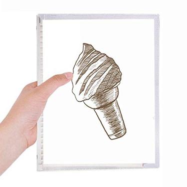 Imagem de Caderno marrom com cones de desenho manual de sorvete caderno de folhas soltas diário recarregável papelaria