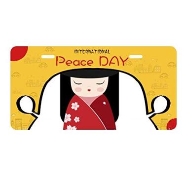 Imagem de DIYthinker Quimono vermelho Sakura Japão placa de carro decoração Dia da Paz