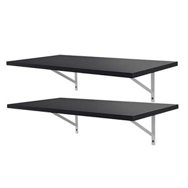 Imagem de Kit 2 Prateleiras 60 x 30cm Preta Com Mão Francesa