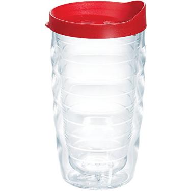 Imagem de Tervis Copo térmico transparente e colorido com tampa vermelha, 300 ml Tritan ondulado, transparente