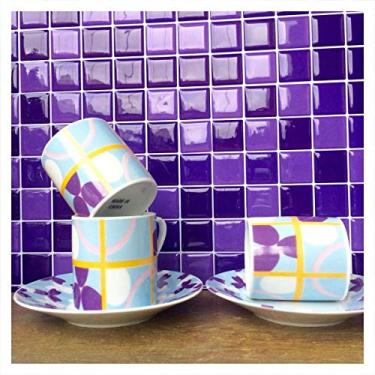 Imagem de Pastilha Adesiva Miscelânea Roxa e Lilás Resinada Kit 4 Placas