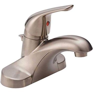 Imagem de Delta Faucet Torneira de lavatório B510LF-SSPPU-ECO com cabo de alavanca de centro simples de 10 cm