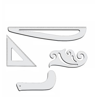 Imagem de Kit Réguas Corte Costura Modelagem Alfaiate 8036 Acril Fenix