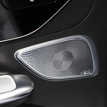 Imagem de Capa de buzina de porta de carro, capa de tweeter do alto-falante da porta da frente compatível com Mercedes Benz EQE Classe V295 EQE350 EQE53 AMG EQE500 EQE350 + Acessório Benz (tampa de buzina de porta, 4 peças)