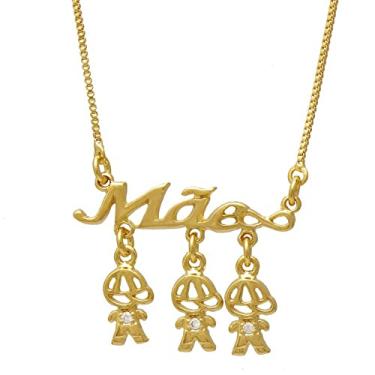 Imagem de Colar de Filhos Mãe de Três Meninos Folheado em Ouro 18K SoftJoias