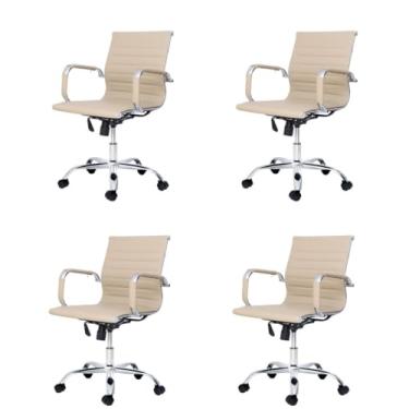 Imagem de Cadeira Diretor Charles Eames Esteirinha Couro Pu 11D Cor:Nude;Quantidade:4