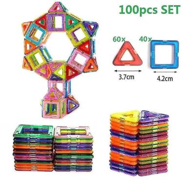 Imagem de 50/100pcs 3d Diy magnético-brinquedos tijolos blocos de construção telhas 