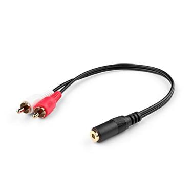 Imagem de DAGIJIRD Mini conector fêmea estéreo banhado a ouro de 3,5 mm para 2 macho RCA conversor adaptador de áudio cabo Y 0,5 m/20 de comprimento