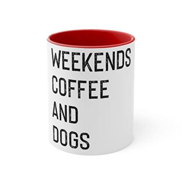 Imagem de Caneca de café com detalhes de 325 ml cores café de fim de semana café engraçado | Camiseta Dog Mom | Dog Lover Funny Dog | Introvertido 325 g / Vermelho