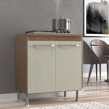 Imagem de Balcão Modulado Com Tampo Fidelitá Paris 70cm 2 Portas Nogal/Salinas