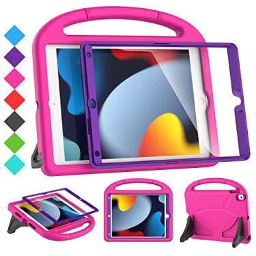 Imagem de SUPLIK Capa infantil para iPad 9ª/8ª/7ª geração - 10,2 polegadas 2021/2020/2019 com protetor de tela embutido, suporte durável à prova de choque para Apple iPad 7/8/9 gerações, rosa e roxo