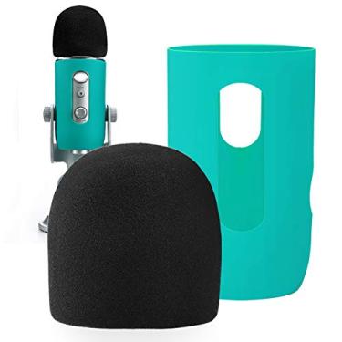 Imagem de YOUSHARES Espuma para para-brisa de microfone – Capa de microfone com filtro pop, para-brisa e protetor para microfones condensadores Blue Yeti, Yeti Pro (verde)