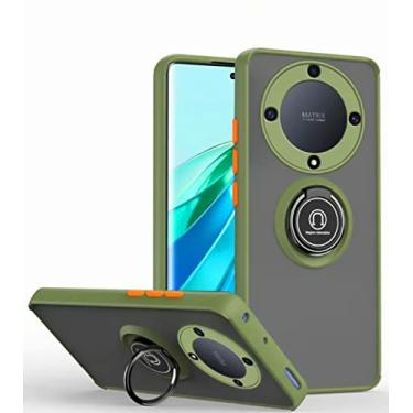 Imagem de QUIETIP Capa compatível com Honor Magic 6 Lite/Honor X9b 5G, TPU + PC rígido à prova de choque anel magnético suporte de carro capa amortecedora, verde