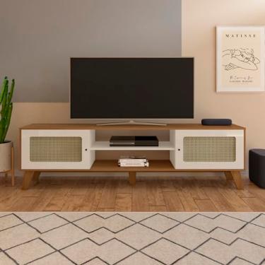 Imagem de Rack para Tv ate 75" com 2 portas CHARLOTTE cor Cinamomo c/Off White - Artely