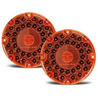 Imagem de Partsam 2 peças de luzes traseiras redondas de trânsito de 18 cm, âmbar 36 LED, ônibus âmbar de 17,8 cm, seta de LED redondo e luz de estacionamento [lente reflexa embutida] Lanterna traseira de