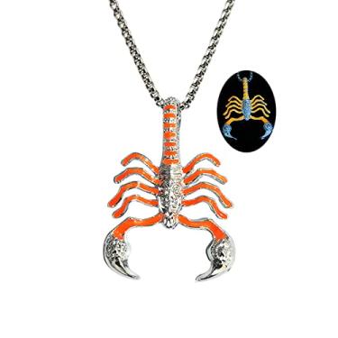Imagem de Colar escorpião escorpião pingente de aço inoxidável luminoso escorpião inseto colar para mulheres e homens, joia legal que brilha no escuro presente, Aço inoxidável, Sem Pedra Preciosa