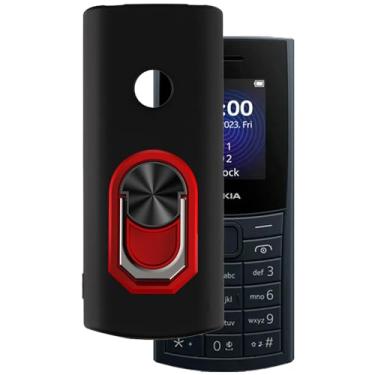 Imagem de MILEGOO Capa de telefone ultrafina para Nokia 110 4G 2023 + suporte de suporte de anel, pudim de gel de silicone macio para Nokia 110 4G 2023 4.6 cm (RedRing-B)