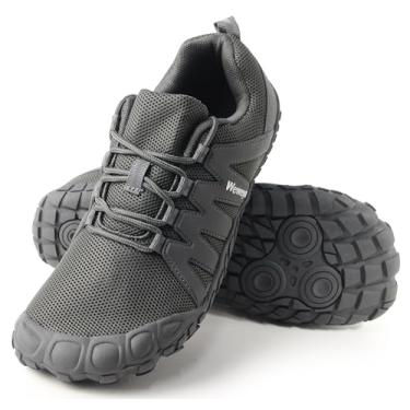 Imagem de Weweya Barefoot Shoes Tênis masculino minimalista para corrida e cross training, Cinza - Língua ajustável, 41