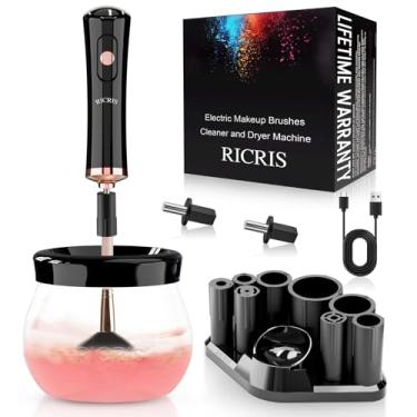 Imagem de RICRIS Máquina elétrica de limpeza e secadora de pincéis de maquiagem – Pincéis de maquiagem super rápidos de limpeza e secagem – Ferramentas automáticas de lavadora giratória de pincéis cosméticos