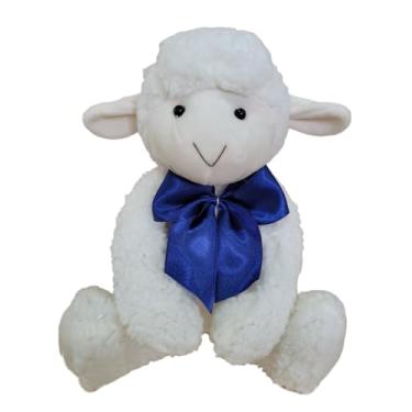 Imagem de Ovelha De Pelúcia Nilobaby Fofura E Conforto Em 34cm (Laço Marinho)