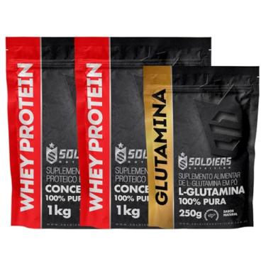 Imagem de Kit: Whey Protein Concentrado 2Kg + Glutamina 250g - 100% Importado - Soldiers Nutrition Sabor:Natural