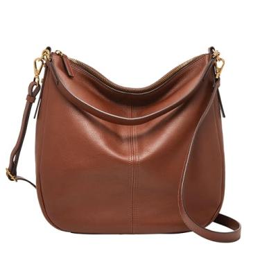 Imagem de Fossil Jolie Bolsa feminina de couro Hobo, Marrom, 12" L x 5" W x 13" H