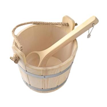 Imagem de Generic Barril de sauna de madeira e acessórios de concha para sauna 5L Fácil de usar Conveniente Prático Portátil Grande capacidade para SPA de hotel