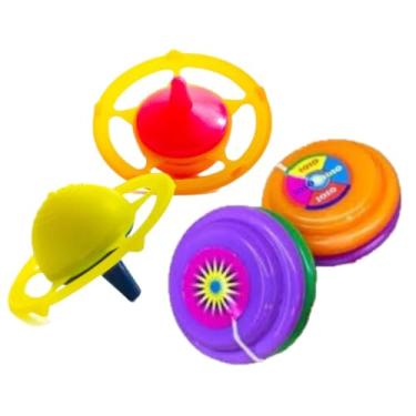 Imagem de Super Kit com 50 Brinquedos Infantis  | 25 Ioiôs + 25 Piões Estrela Coloridos  | Lembrancinhas, Mimos, Prendas, Festas, Dia das Crianças, Natal e Escolas ✨