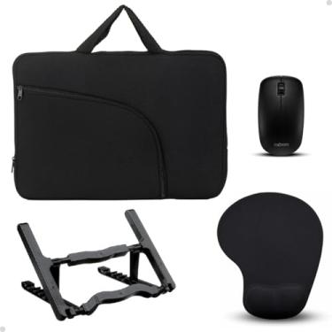 Imagem de Case Notebook Macbook Mouse Gamer Suporte Mesa Mousepad Kit Pc (Preto, 14.1")