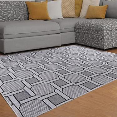 Imagem de Tapete para Sala Funcional Corrente 51 Cinza 1,50x2,00m - J Serrano