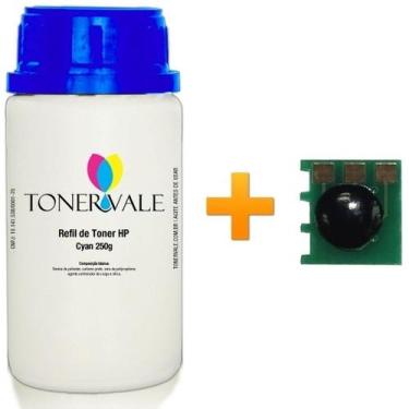 Imagem de Kit Toner Refil + Chip Toner 650A CE271A Ciano - TankFull Para HP M750