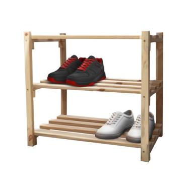 Imagem de Prateleira Sapateira e Mesa de Canto 3 Andares Madeira Pinus - Primant