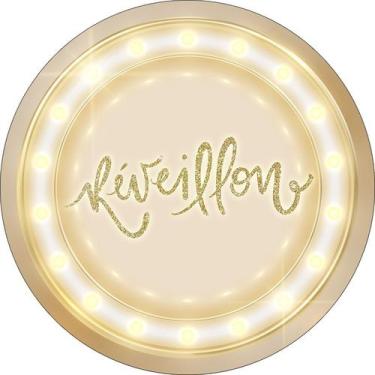 Imagem de Painel De Festa Redondo 1,50x1,50 - Reveillon Bege com Dourado 018 - V