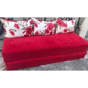 Imagem de Sofá Cama Multiuso Vermelho Floral - AUREA DECOR