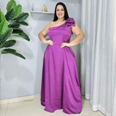 Imagem de Vestido Festa Longo Plus Size De Um Ombro Só Laço + Gravata - Lia Bent