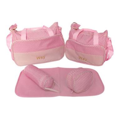 Imagem de Kit bolsa maternidade mamãe bebê importway com trocador 5 peças rosa