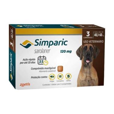 Imagem de Antipulgas Simparic 120 mg para cães 40,1 a 60 kg - Zoetis - 3 unidade